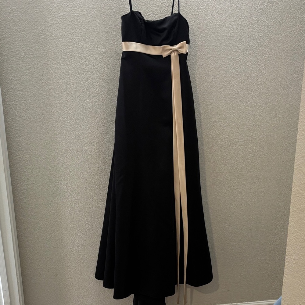Alfred Angelo Black Maxi Dress with Cream Accent